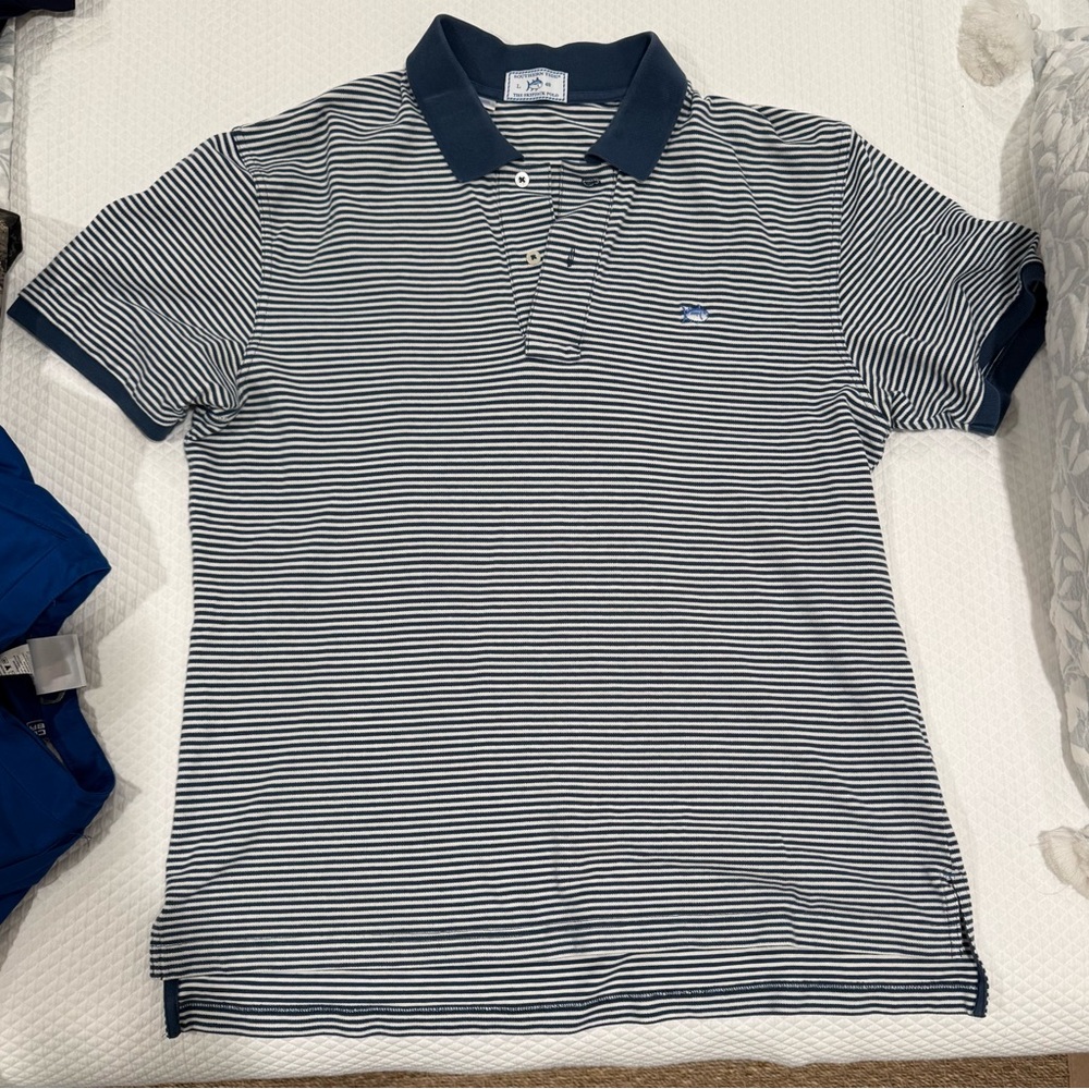Southern Tide - Skip Jack Polo - Navy and White Striped Polo